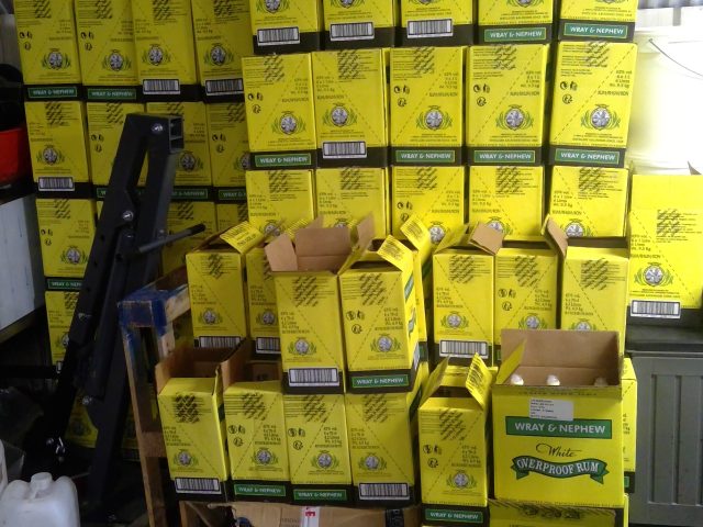 Wray & nephew box and bottles 70cl/1 litres