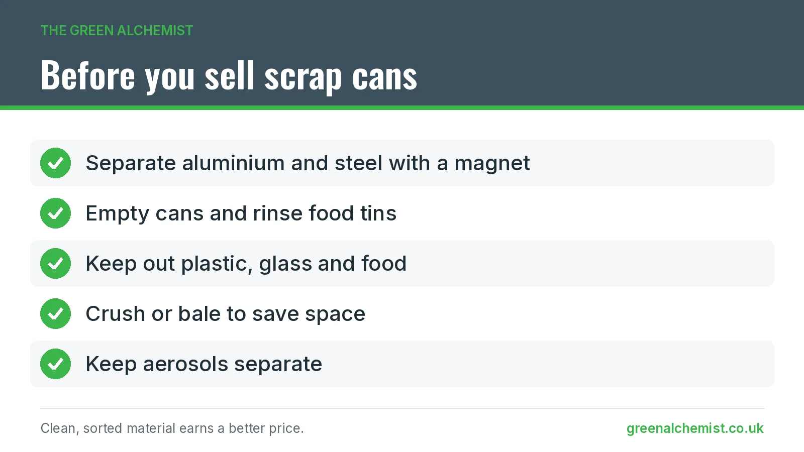 Checklist for preparing scrap cans for sale